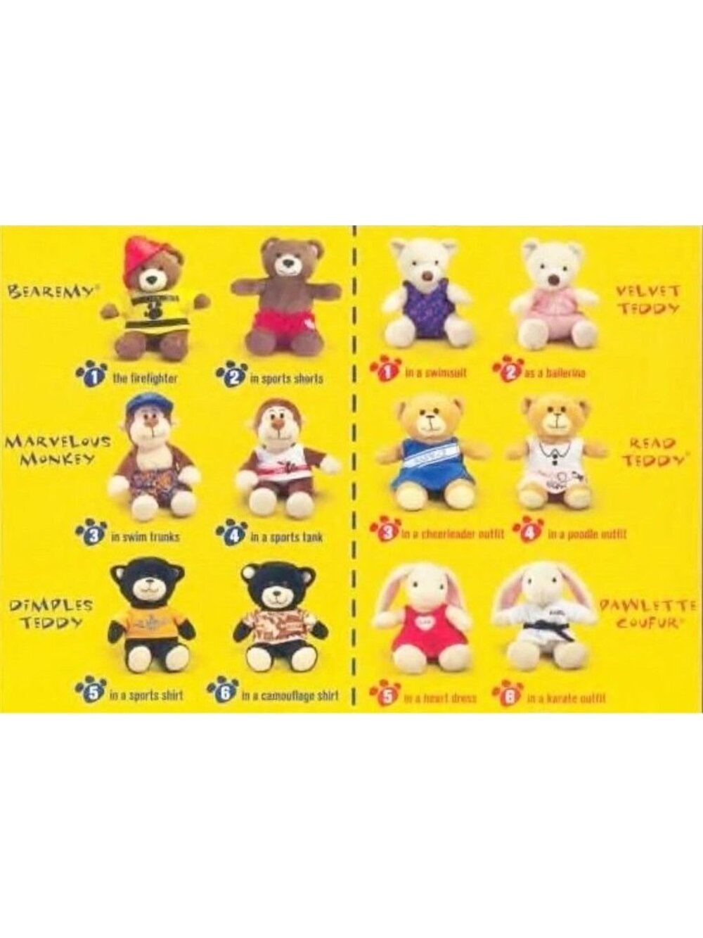 2006 McDonald's Build A Bear Happy Meal Toys Lot 12 Weeks 1-6 Sealed New NIP
